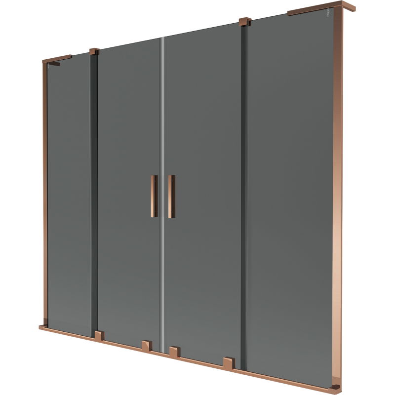 Mexen Velar L Duo 2-door sliding bathtub screen 200 x 150 cm, graphite, pink gold - 896-200-003-42-60
