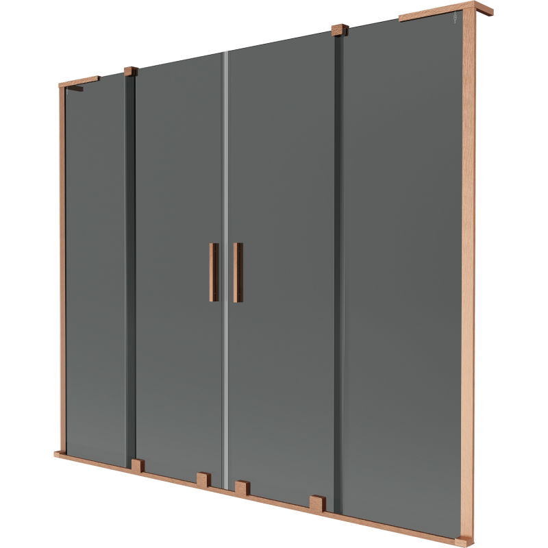 Mexen Velar L Duo bath screen 2-wing sliding 200 x 150 cm, graphite, brushed copper - 896-200-003-42-65
