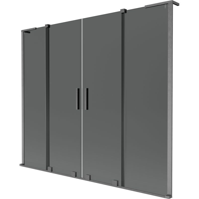 Mexen Velar L Duo bath screen 2-wing sliding 200 x 150 cm, graphite, brushed gun gray - 896-200-003-42-66