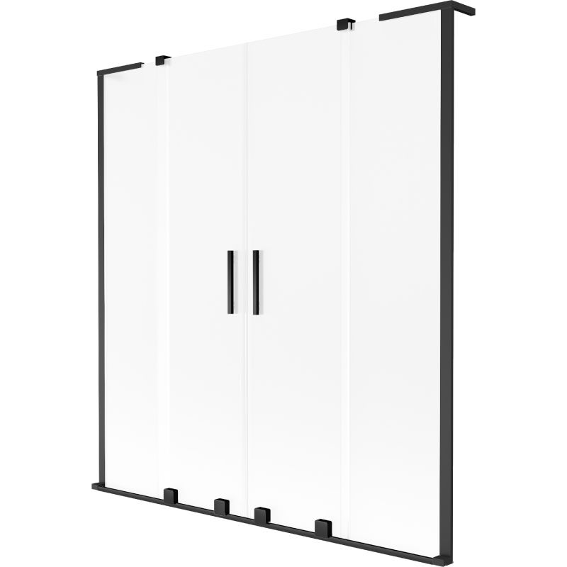 Mexen Velar L Duo 2-wing Sliding Bath Screen 140 x 150 cm, Frost, Black - 896-140-003-32-70