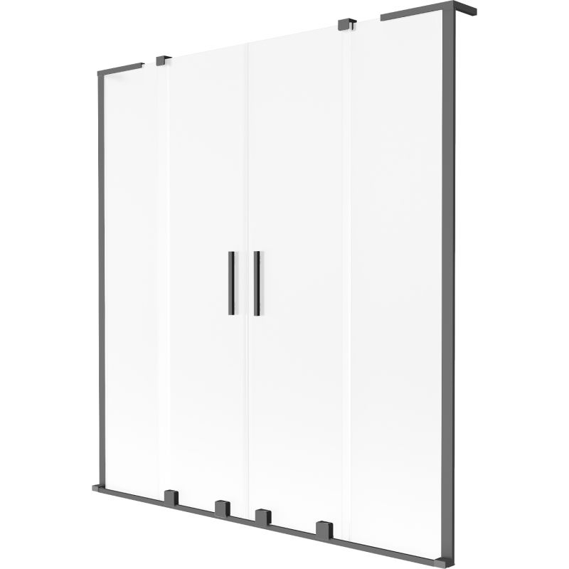 Mexen Velar L Duo 2-panel sliding bathtub screen 140 x 150 cm, frost, gun metal - 896-140-003-32-95