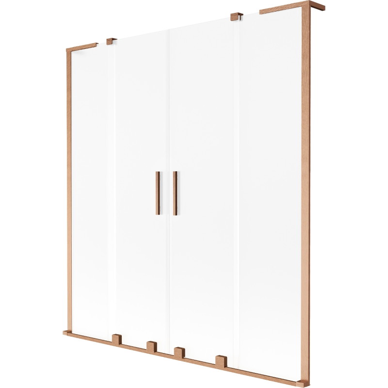 Mexen Velar L Duo Bathtub Screen 2-Panel Sliding 160 x 150 cm, Frosted, Brushed Copper - 896-160-003-32-65