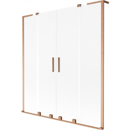 Mexen Velar L Duo Bathtub Screen 2-Panel Sliding 160 x 150 cm, Frosted, Brushed Copper - 896-160-003-32-65