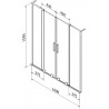Mexen Velar L Duo Bathtub Screen 2-Panel Sliding 160 x 150 cm, Frosted, Gun Gray Brushed - 896-160-003-32-66