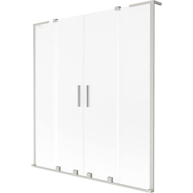 Mexen Velar L Duo bath screen 2-wing sliding 160 x 150 cm, frosted, brushed nickel - 896-160-003-32-97