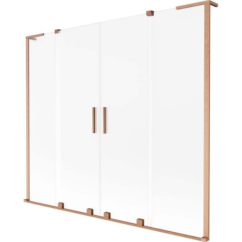 Mexen Velar L Duo Bath Screen 2-Panel Sliding 170 x 150 cm, Frosted, Brushed Copper - 896-170-003-32-65