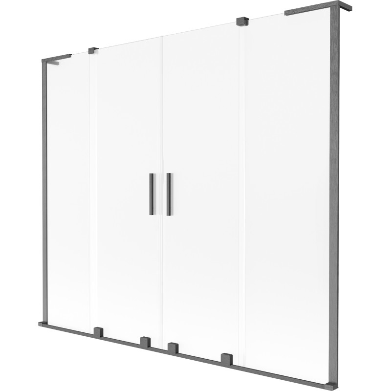 Mexen Velar L Duo Shower Screen 2-Panel Sliding 170 x 150 cm, Frosted, Gun Gray Brushed - 896-170-003-32-66