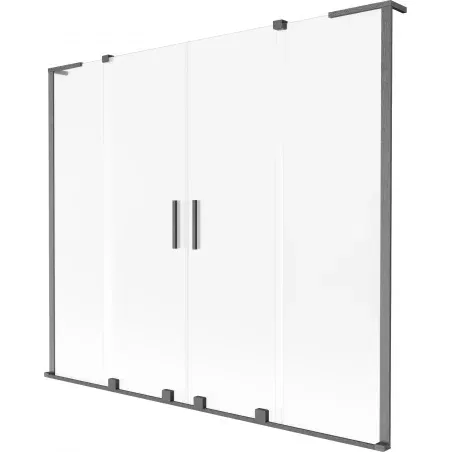 Mexen Velar L Duo 2-panel sliding bath screen 170 x 150 cm, frosted, gun gray brushed - 896-170-003-32-66