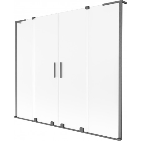 Mexen Velar L Duo Shower Screen 2-Panel Sliding 170 x 150 cm, Frosted, Gun Gray Brushed - 896-170-003-32-66