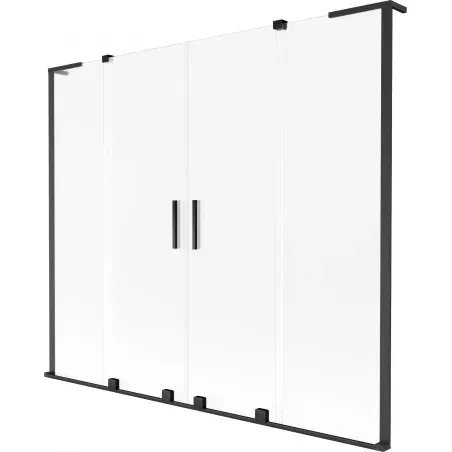 Mexen Velar L Duo Bath Screen 2-Panel Sliding 170 x 150 cm, Frosted, Black - 896-170-003-32-70