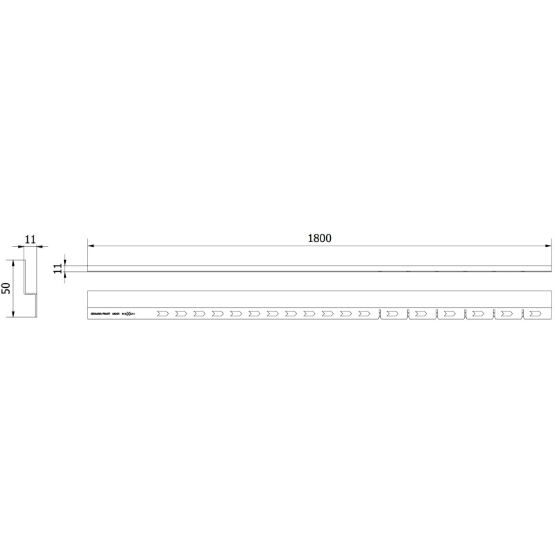 Mexen Line-B front shower tray strip 180 cm, black - 187003180U