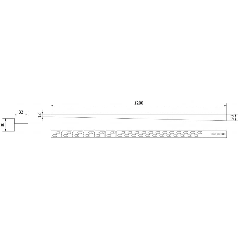 Mexen Line-B 120 cm Floor Slope Trim Left, Gold - 185001120L