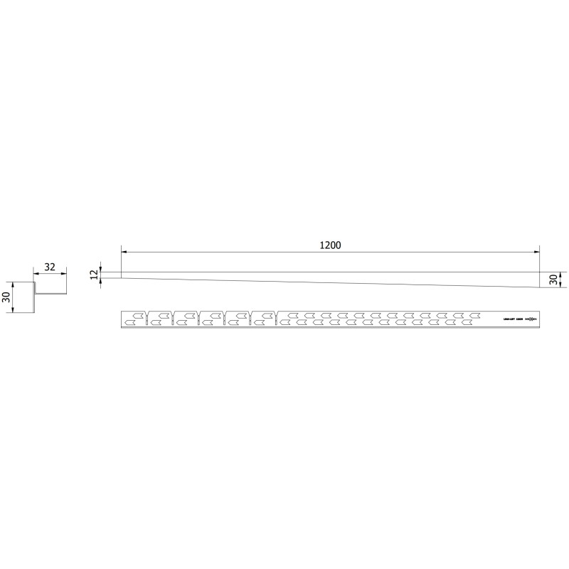Mexen Line-B floor sloping strip 120 cm left, gold - 185001120L