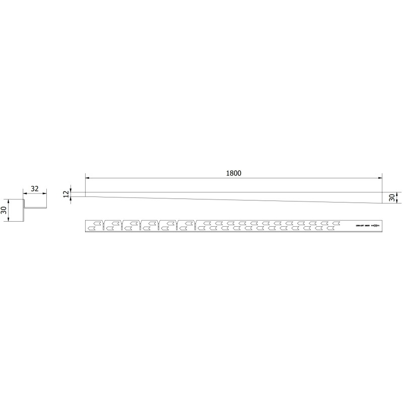 Mexen Line-B floor gradient strip 180 cm left, black - 187001180L