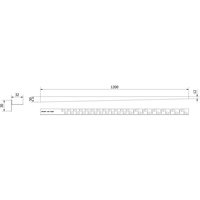 Mexen Line-B 120 cm Right Floor Slope Strip, Gold - 185001120R