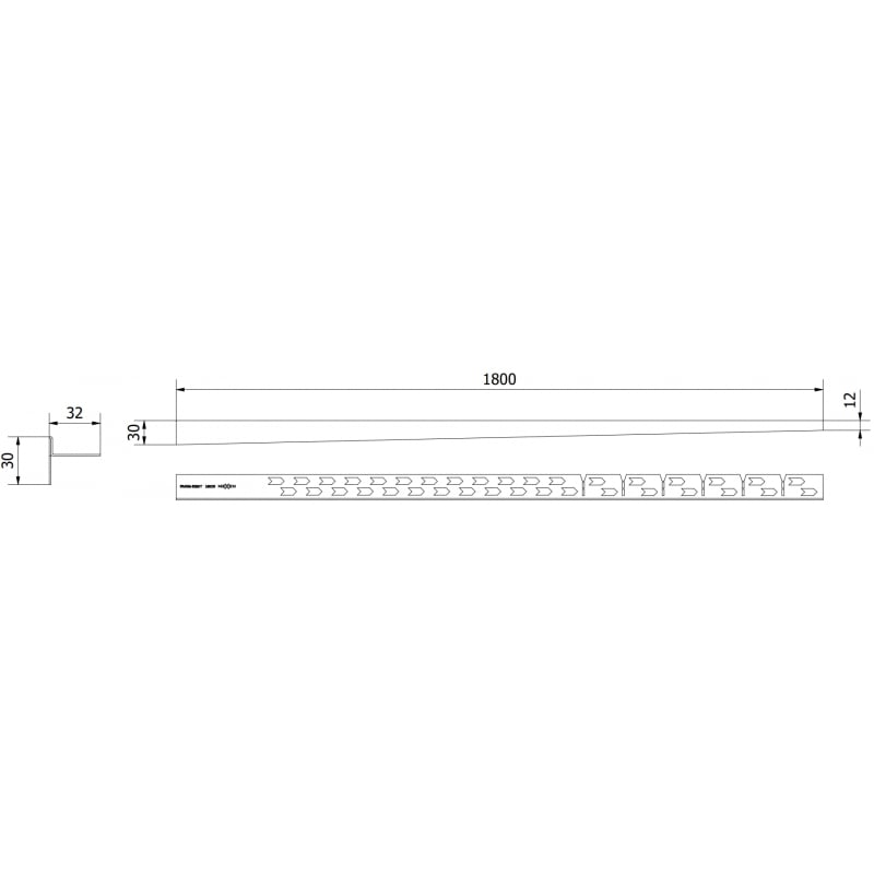 Mexen Line-B floor slope strip 180 cm right, inox - 181001180R