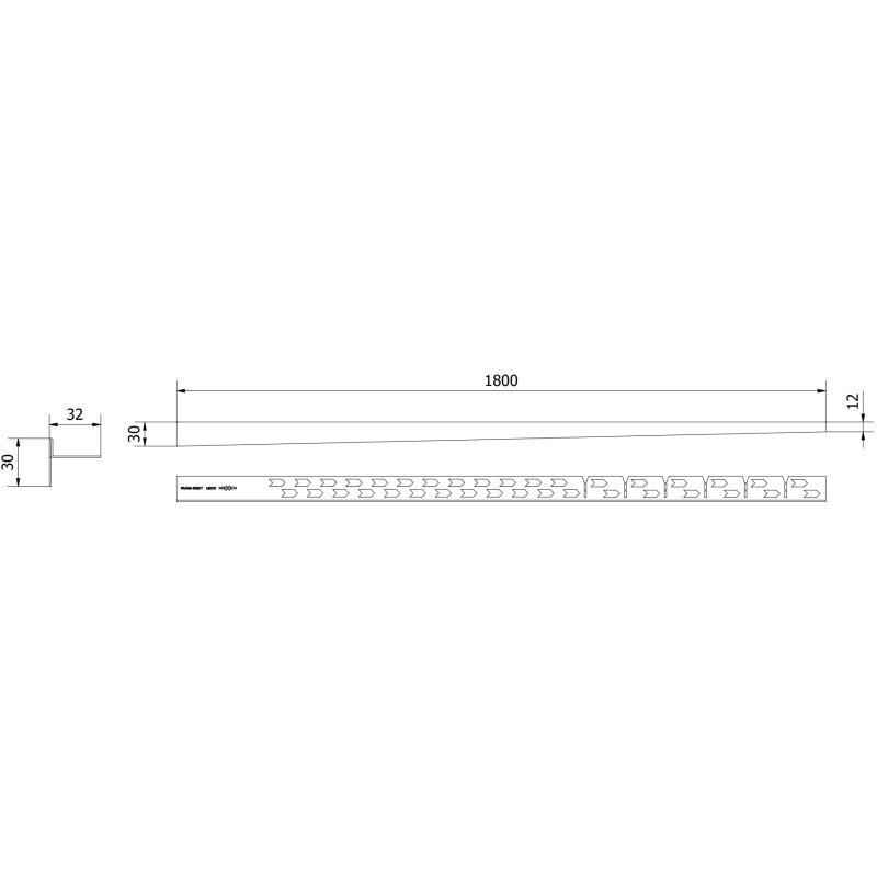 Mexen Line-B floor sloped strip 180 cm right, inox - 181001180R