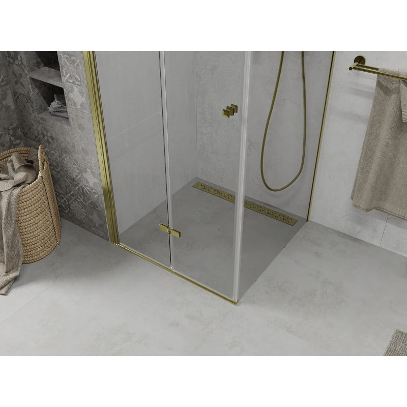 Mexen Lima folding shower cabin 90 x 90 cm, transparent, gold - 856-090-090-50-00