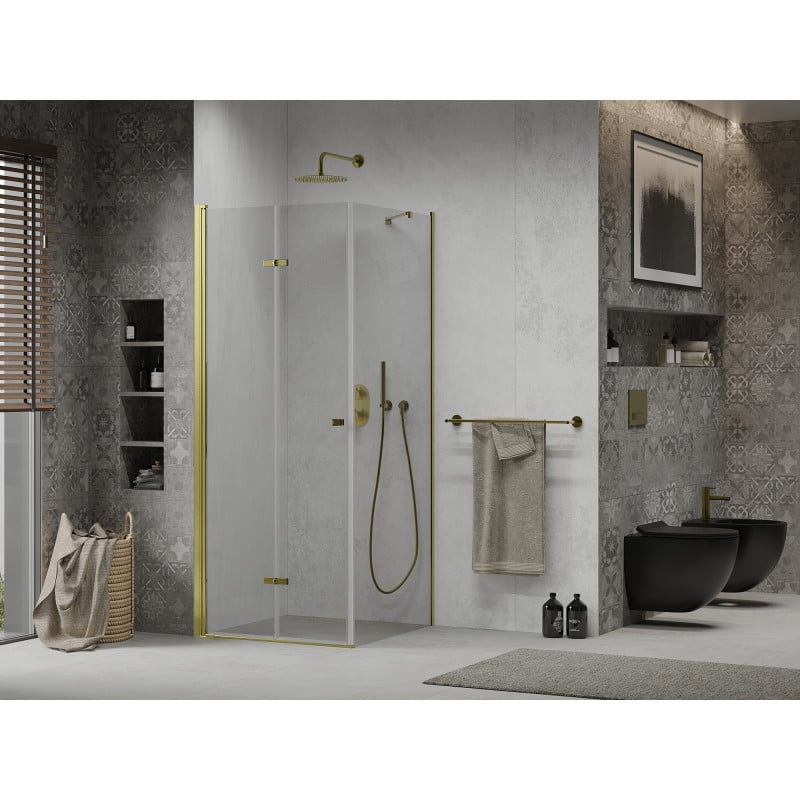 Mexen Lima folding shower cabin 90 x 90 cm, transparent, gold - 856-090-090-50-00