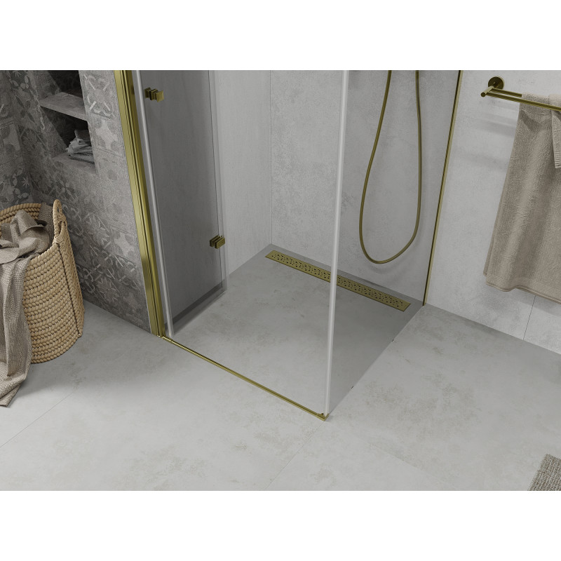 Mexen Lima folding shower cabin 90 x 90 cm, transparent, gold - 856-090-090-50-00