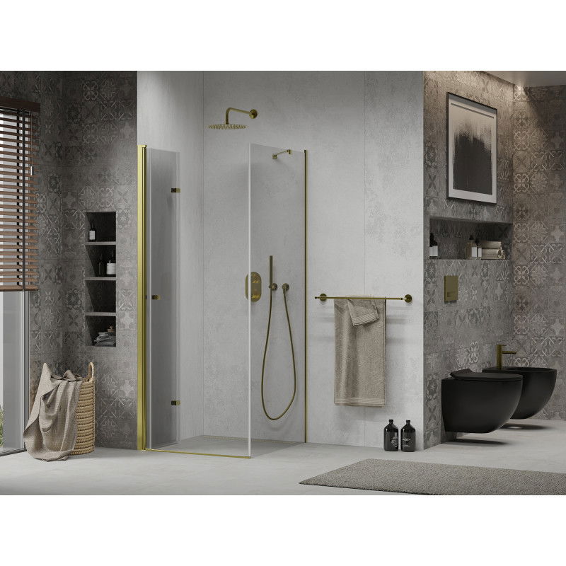 Mexen Lima 90 x 90 cm Folding Shower Enclosure, Transparent, Gold - 856-090-090-50-00
