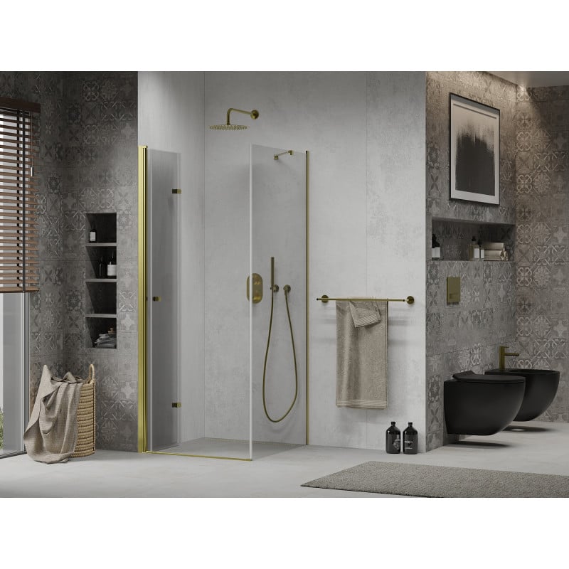 Mexen Lima folding shower cabin 90 x 90 cm, transparent, gold - 856-090-090-50-00