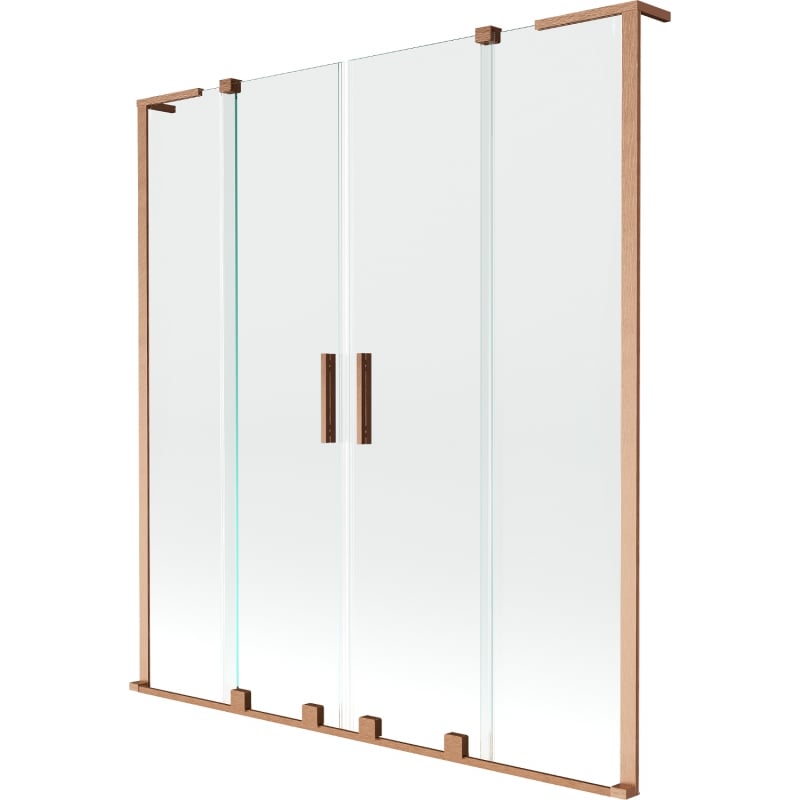 Mexen Velar L Duo 2-wing sliding bath screen 140 x 150 cm, transparent, brushed copper - 896-140-003-02-65
