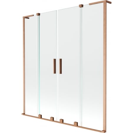 Mexen Velar L Duo 2-wing sliding bath screen 140 x 150 cm, transparent, brushed copper - 896-140-003-02-65