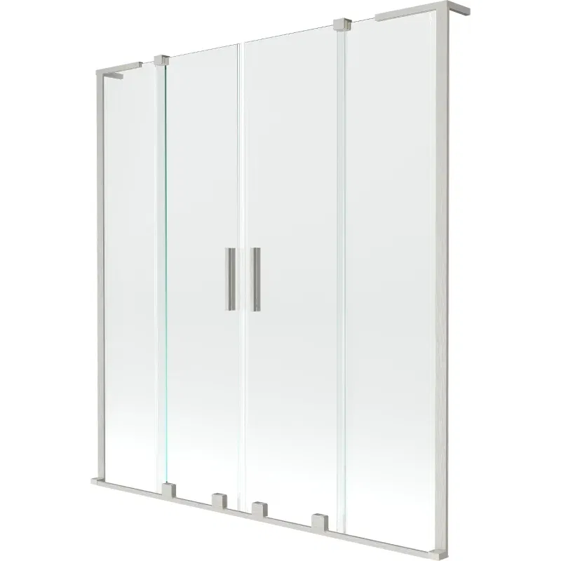 Mexen Velar L Duo bath screen, 2-panel sliding 140 x 150 cm, transparent, brushed nickel - 896-140-003-02-97