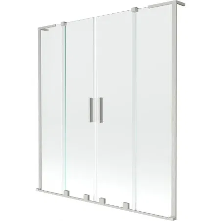 Mexen Velar L Duo bath screen, 2-panel sliding 140 x 150 cm, transparent, brushed nickel - 896-140-003-02-97