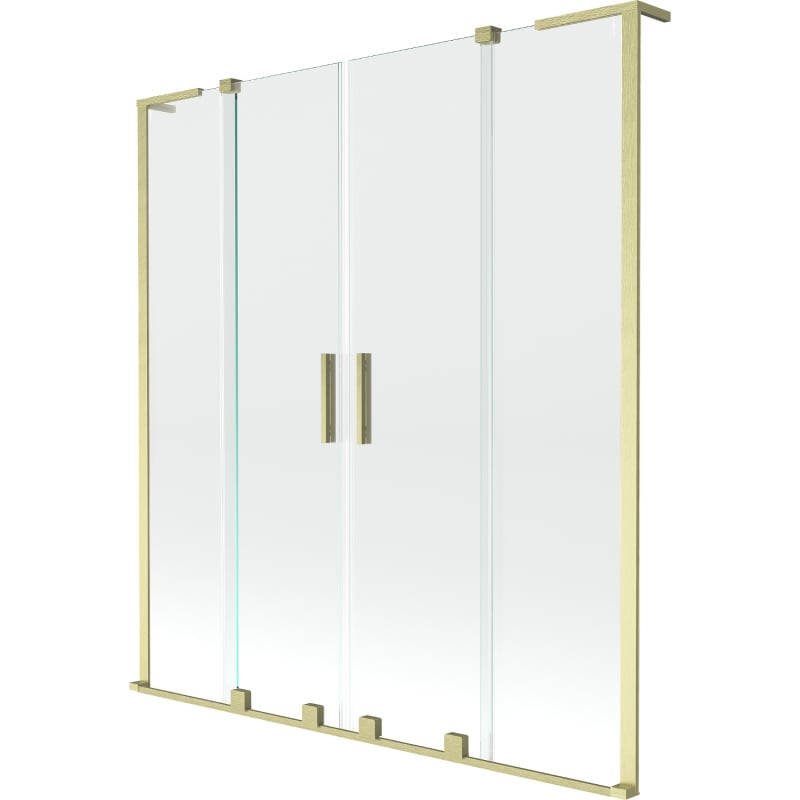Mexen Velar L Duo sliding shower screen, 2-panel, 160 x 150 cm, transparent, brushed gold - 896-160-003-02-55