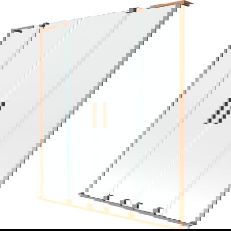 Mexen Velar L Duo Bathtub Screen 2-Panel Sliding 160 x 150 cm, Transparent, Brushed Copper - 896-160-003-02-65