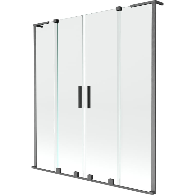 Mexen Velar L Duo 2-panel sliding shower screen 160 x 150 cm, transparent, brushed gun gray - 896-160-003-02-66