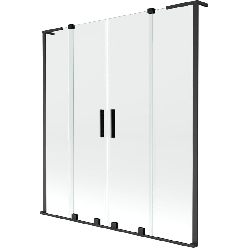 Mexen Velar L Duo shower screen 2-panel sliding 160 x 150 cm, transparent, black - 896-160-003-02-70
