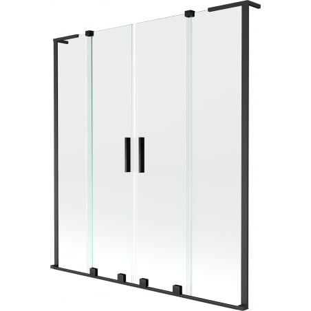 Mexen Velar L Duo shower screen 2-panel sliding 160 x 150 cm, transparent, black - 896-160-003-02-70