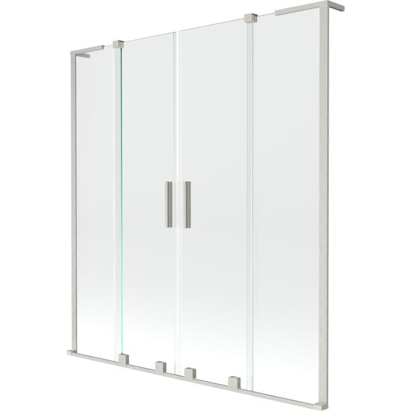 Mexen Velar L Duo 2-panel sliding shower screen 160 x 150 cm, transparent, brushed nickel - 896-160-003-02-97
