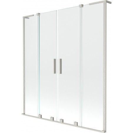 Mexen Velar L Duo Sliding Bathtub Screen 2-Panel 160 x 150 cm, Transparent, Brushed Nickel - 896-160-003-02-97