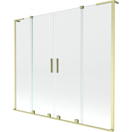 Mexen Velar L Duo Bath Screen 2-Panel Sliding 170 x 150 cm, Transparent, Brushed Gold - 896-170-003-02-55
