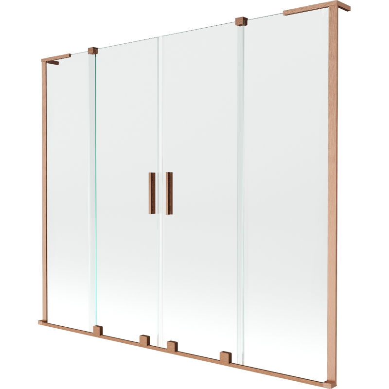 Mexen Velar L Duo Bathtub Screen 2-Panel Sliding 170 x 150 cm, Transparent, Brushed Copper - 896-170-003-02-65