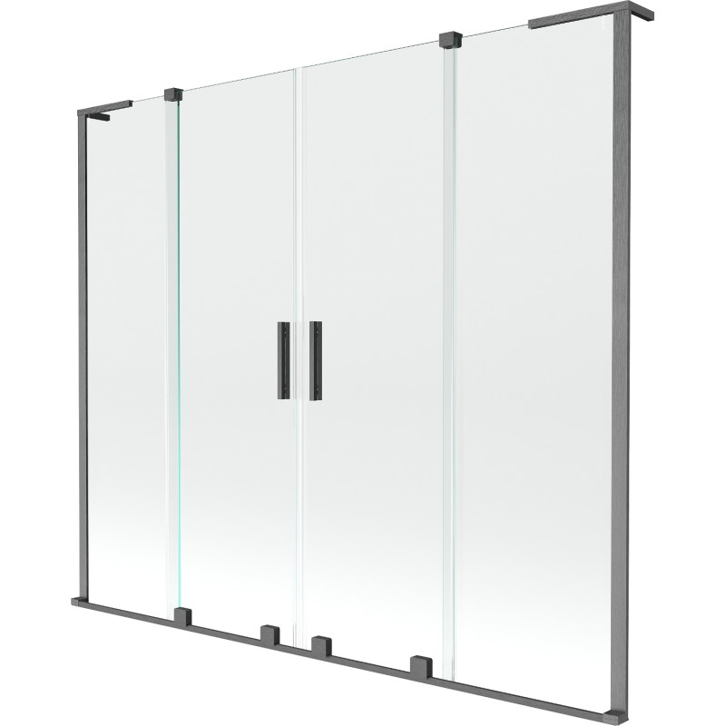Mexen Velar L Duo 2-Panel Sliding Bathtub Screen 170 x 150 cm, Transparent, Brushed Gun Gray - 896-170-003-02-66