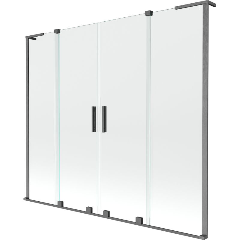 Mexen Velar L Duo 2-Panel Sliding Shower Screen 170 x 150 cm, Transparent, Brushed Gun Gray - 896-170-003-02-66