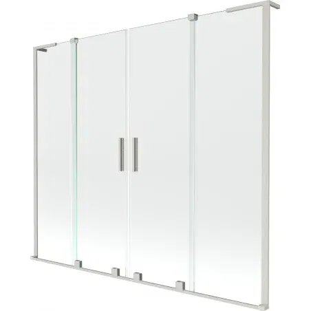 Mexen Velar L Duo 2-panel sliding shower screen 170 x 150 cm, transparent, brushed nickel - 896-170-003-02-97