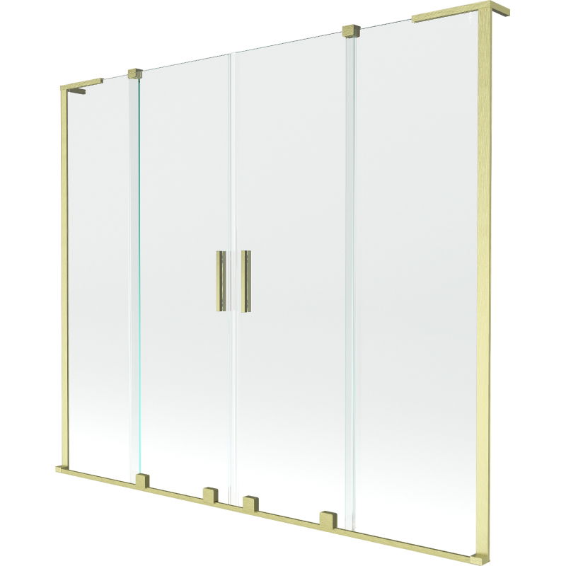 Mexen Velar L Duo Bathtub Screen, 2-panel Sliding 200 x 150 cm, Transparent, Brushed Gold - 896-200-003-02-55