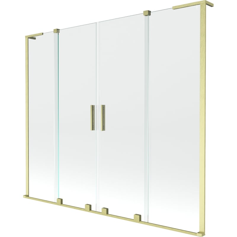 Mexen Velar L Duo Shower Screen 2-Panel Sliding 200 x 150 cm, Transparent, Brushed Gold - 896-200-003-02-55