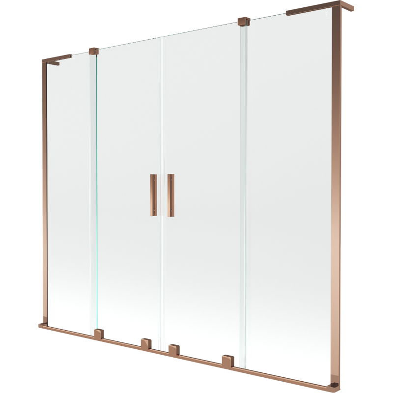 Mexen Velar L Duo two-panel sliding bath screen 200x150 cm, transparent, rose gold - 896-200-003-02-60