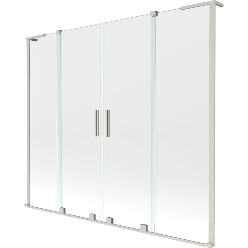Mexen Velar L Duo 2-panel shower screen, sliding 200 x 150 cm, transparent, brushed nickel - 896-200-003-02-97