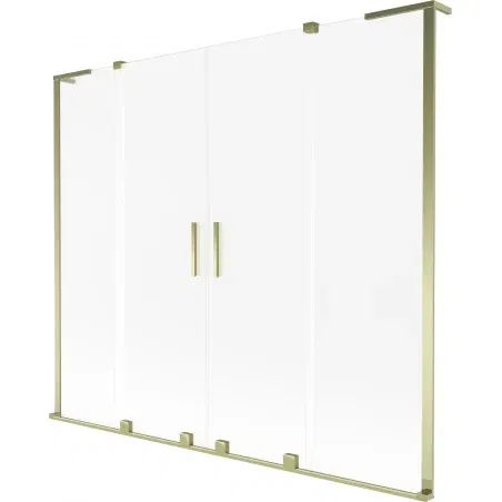 Mexen Velar L Duo bath screen 2-winged sliding 200 x 150 cm, frost, gold - 896-200-003-32-50