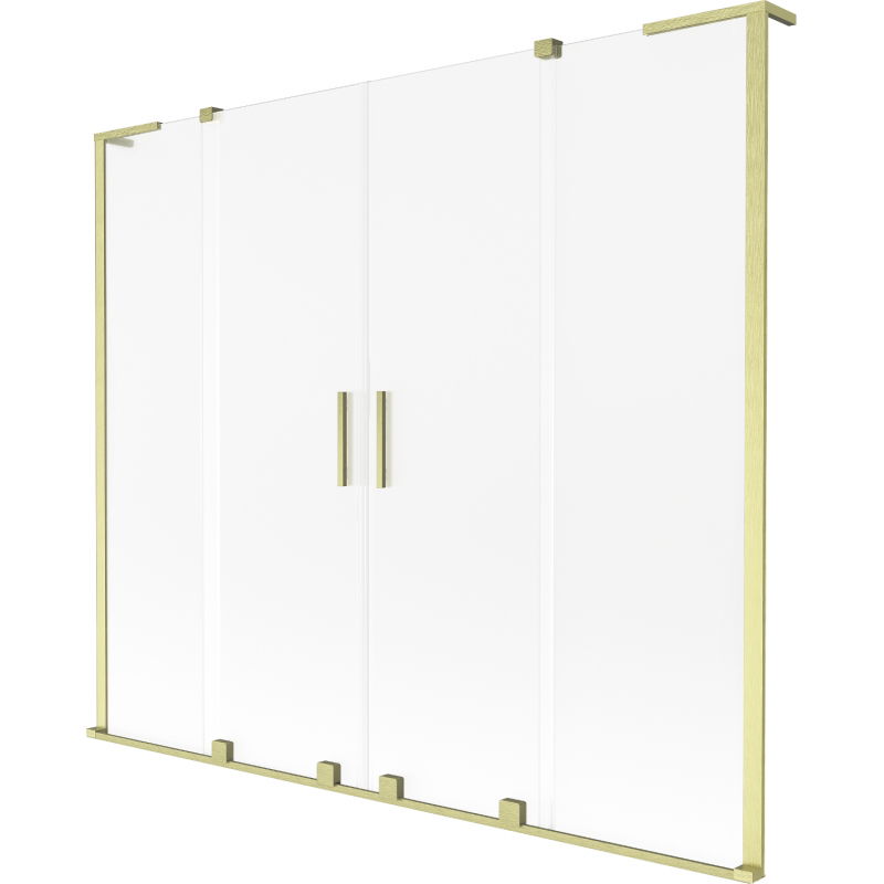 Mexen Velar L Duo Bathtub Screen 2-wing Sliding 200 x 150 cm, Frosted, Brushed Gold - 896-200-003-32-55
