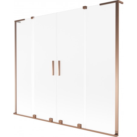 Mexen Velar L Duo 2-panel sliding bathtub screen 200 x 150 cm, frosted, rose gold - 896-200-003-32-60
