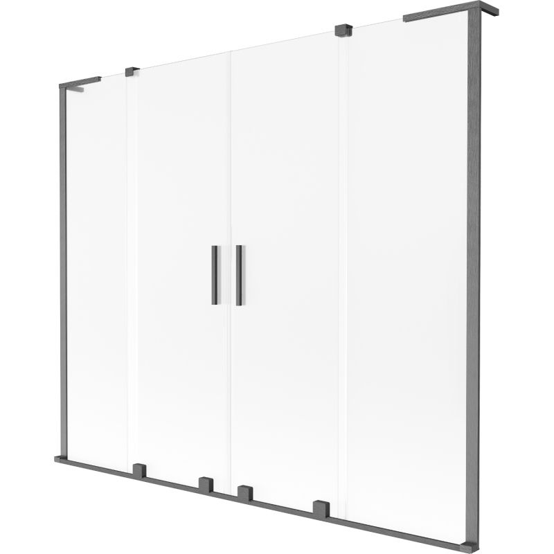 Mexen Velar L Duo 2-wing sliding bathtub screen 200 x 150 cm, frost, brushed gun gray - 896-200-003-32-66